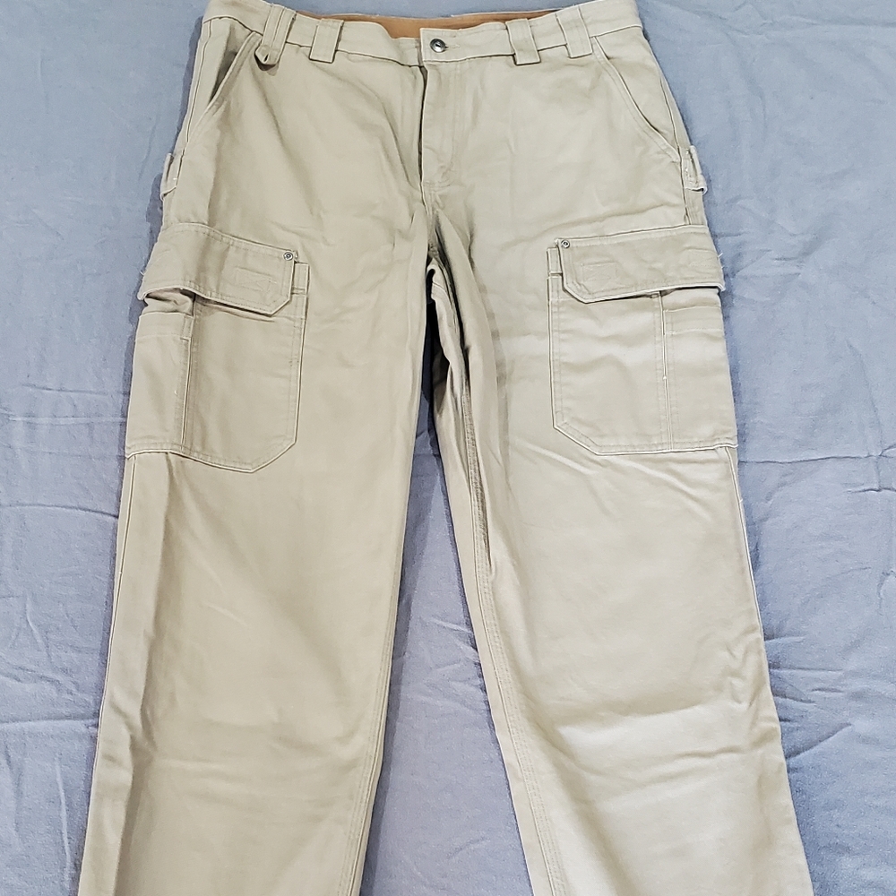 Duluth Fire Hose Relaxed fit Cargo work pants 38 x 34 Heavy khaki Carpenter